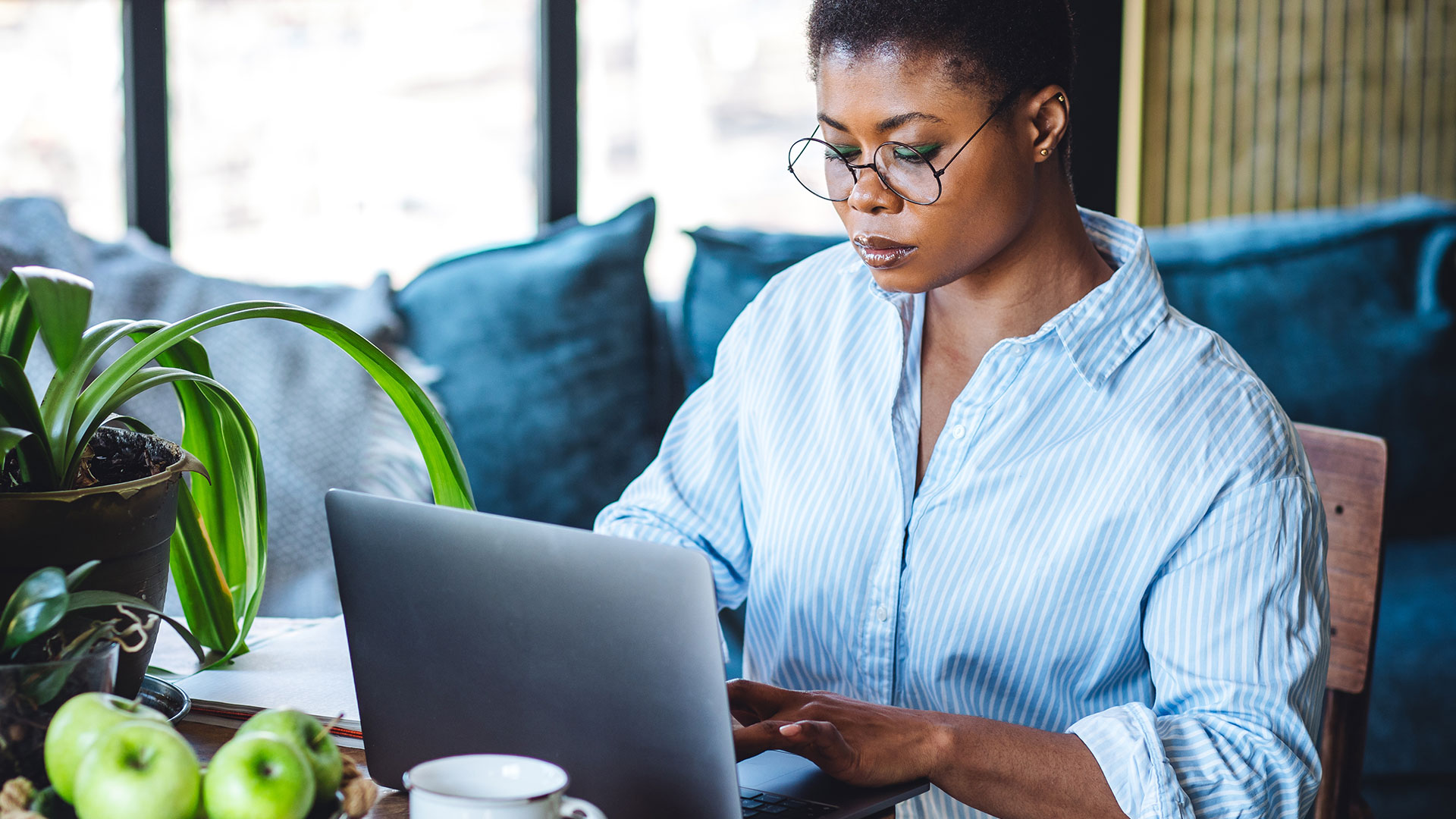 Woman using laptop